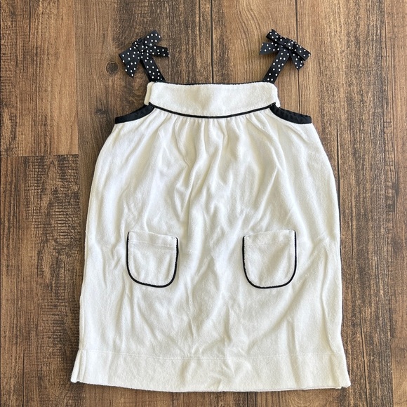Janie and Jack Other - Janie and Jack White terry Dress with Black Accents and polka dot bow straps
